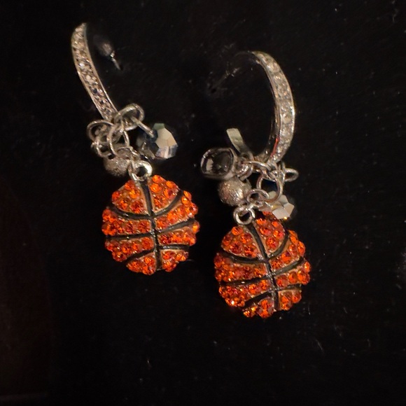 Score Big Gorgeous Australian Crystal Basketball Earrings w gem stone accents - Picture 1 of 4